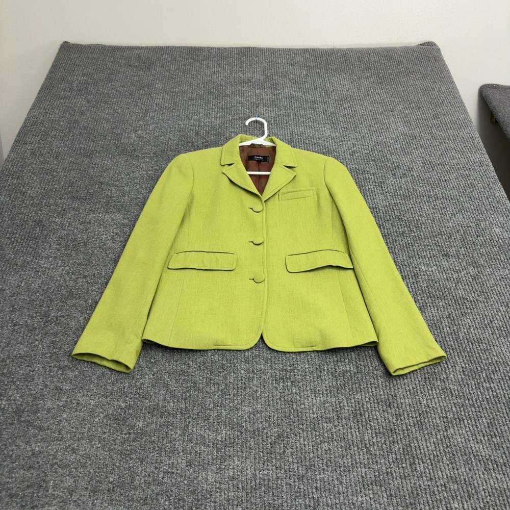 Zanella Platinum Blazer Womens 2 Green Wool Angora Italian Luxury Professional